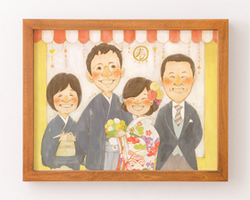 まあこの似顔絵ご両親贈呈用ボード