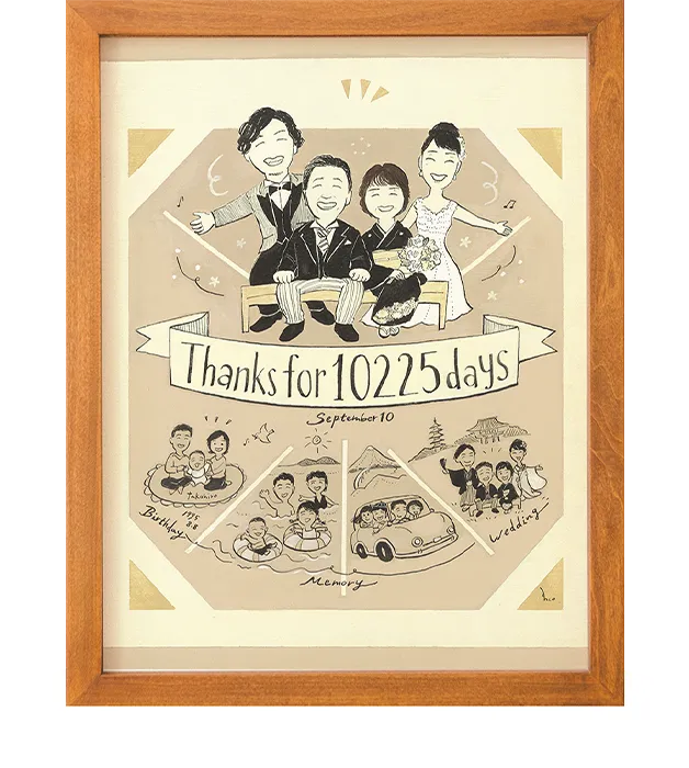 結婚式でご両親へのプレゼントなら似顔絵のWORLD1（ワールドワン）