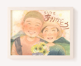 作家「彩」の似顔絵ご両親贈呈用プレゼントボード