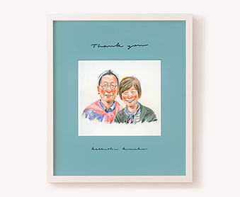 作家「miu」の似顔絵ご両親贈呈用プレゼントボード