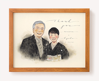 作家「ebisu」の似顔絵ご両親贈呈用プレゼントボード