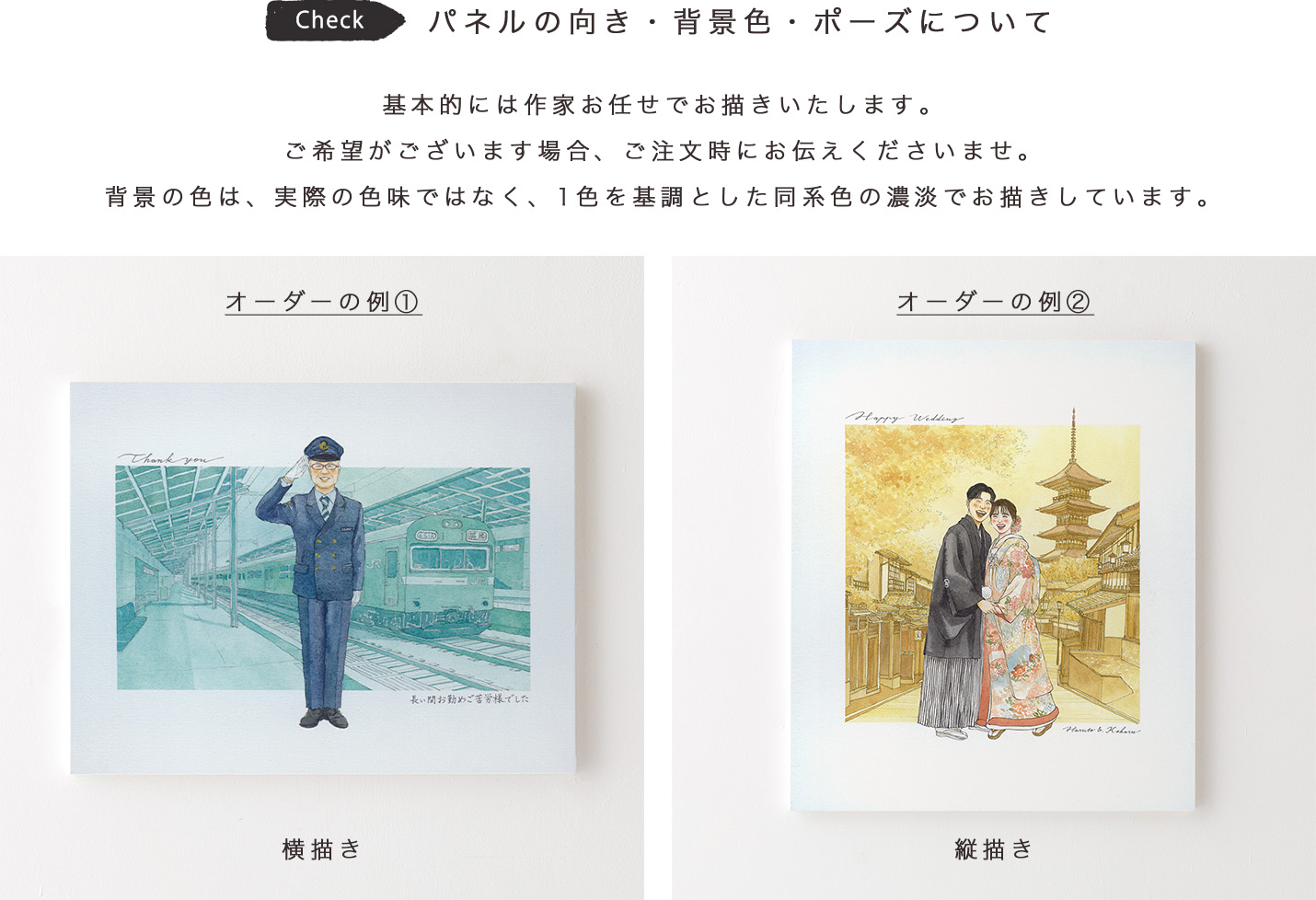 パネルの向き・背景色・ポーズについて