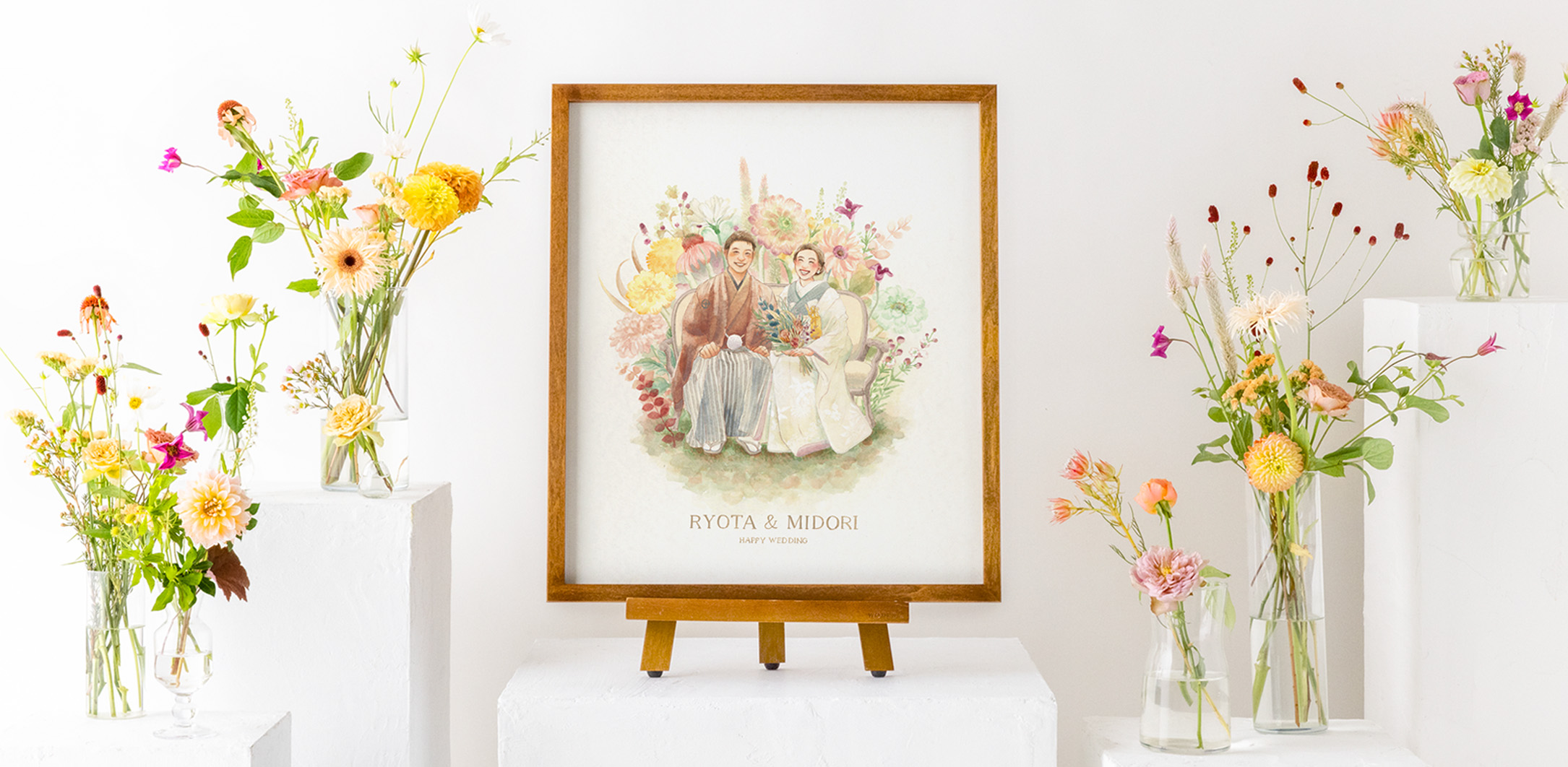 作家「彩 haconiwa」の似顔絵ウェルカムボード