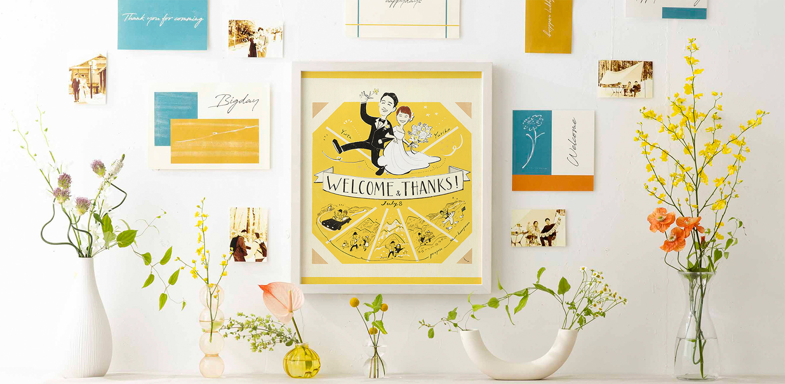 作家「anco ストーリーボード」の似顔絵ウェルカムボード