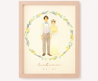 作家「はち つむぎ」の似顔絵ウェルカムボード