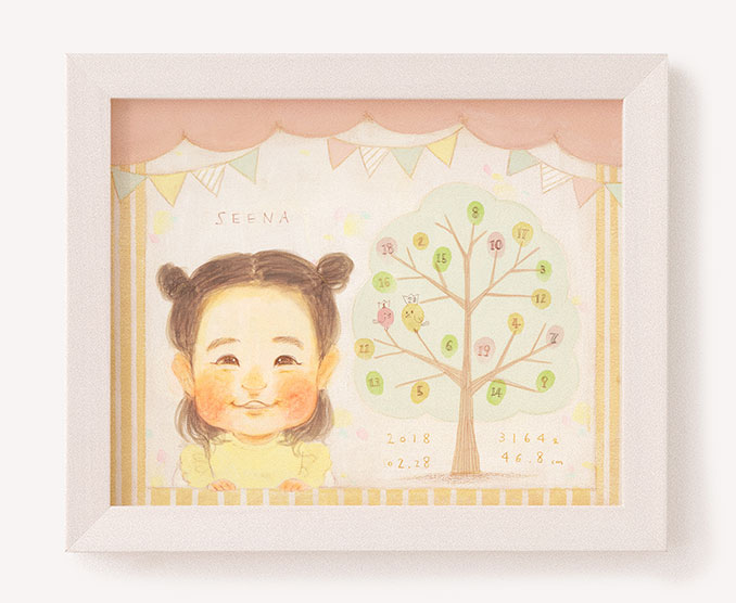 作家「まあこ 成長ツリー」の似顔絵ウェルカムボード