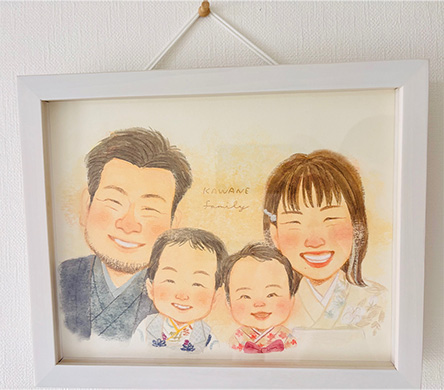 「息子が似顔絵を見た途端にママーパパー〇〇やー（妹）とすぐ分かり、喜んでいました」 なぎさ