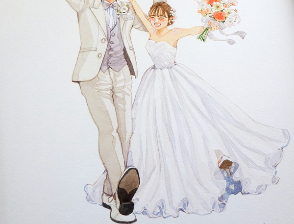 先日注文させていただいていた似顔絵が届きました。
とっても可愛い仕上がりで2人でとっても喜びました
本当にありがとうございます！

本当に似顔絵を描いていただくのが夢だったので、とっても幸せです。
ありがとうございます