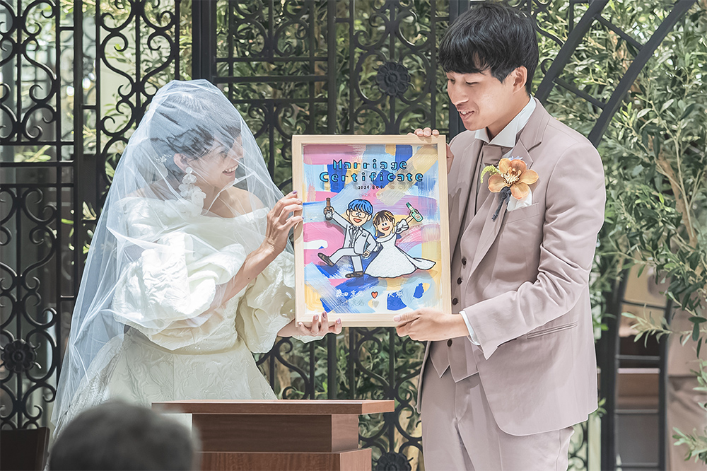 結婚式もより華やかになりました！|お客様の声|似顔絵ウェルカムボード