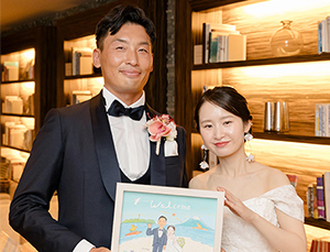 先日無事結婚式が終わりまして、ウェルカムボードはゲストの方からも