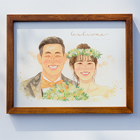 最高級オーダーインテリア似顔絵 オーダーメイド】一点ものシャドーボックスアート（ウェディング