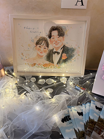 「結婚する2人にそっくりで、優しく温かみがある絵に感動しました！」 haru