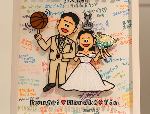 とっても可愛いイラストを作成していただき本当にありがとうございました！
友達が結婚証明書可愛かった?っと沢山褒めてました！！
一生の宝物にします。