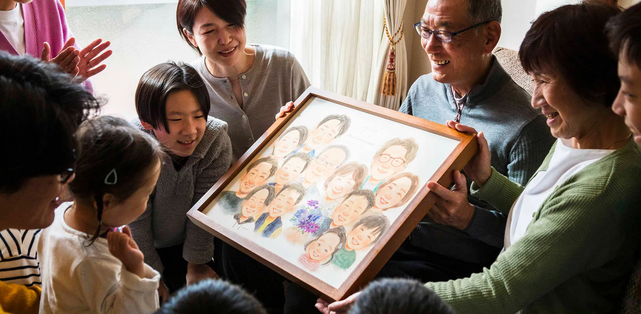 米寿・傘寿のお祝い似顔絵