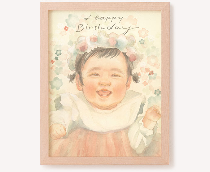 作家「彩」の子供の記念日のお祝い似顔絵