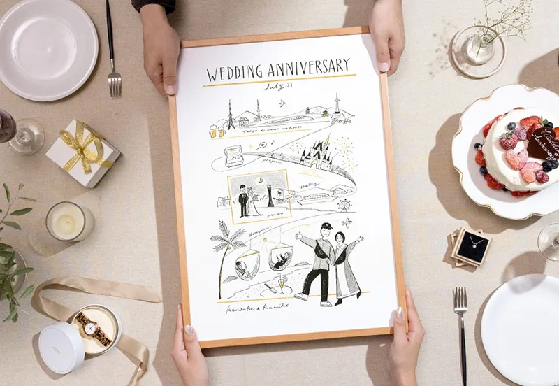 結婚記念日の似顔絵