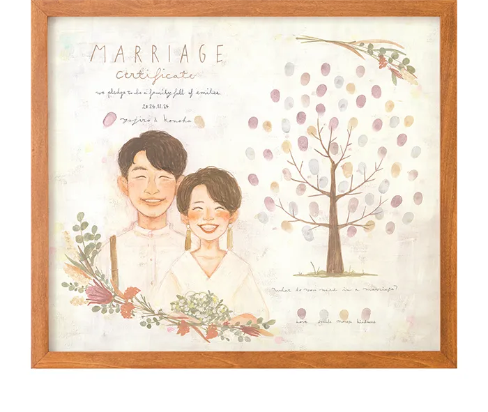 ゲスト参加型 結婚証明書｜似顔絵のWORLD1（ワールドワン）